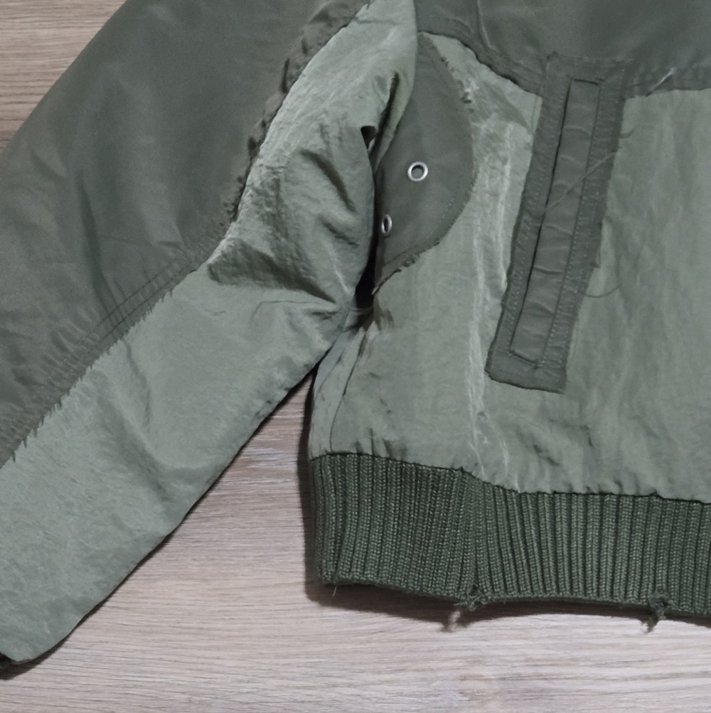 NWT Zara Water Repellent Distressed Boxy Bomber Jacket Size L - Picture 4 of 12